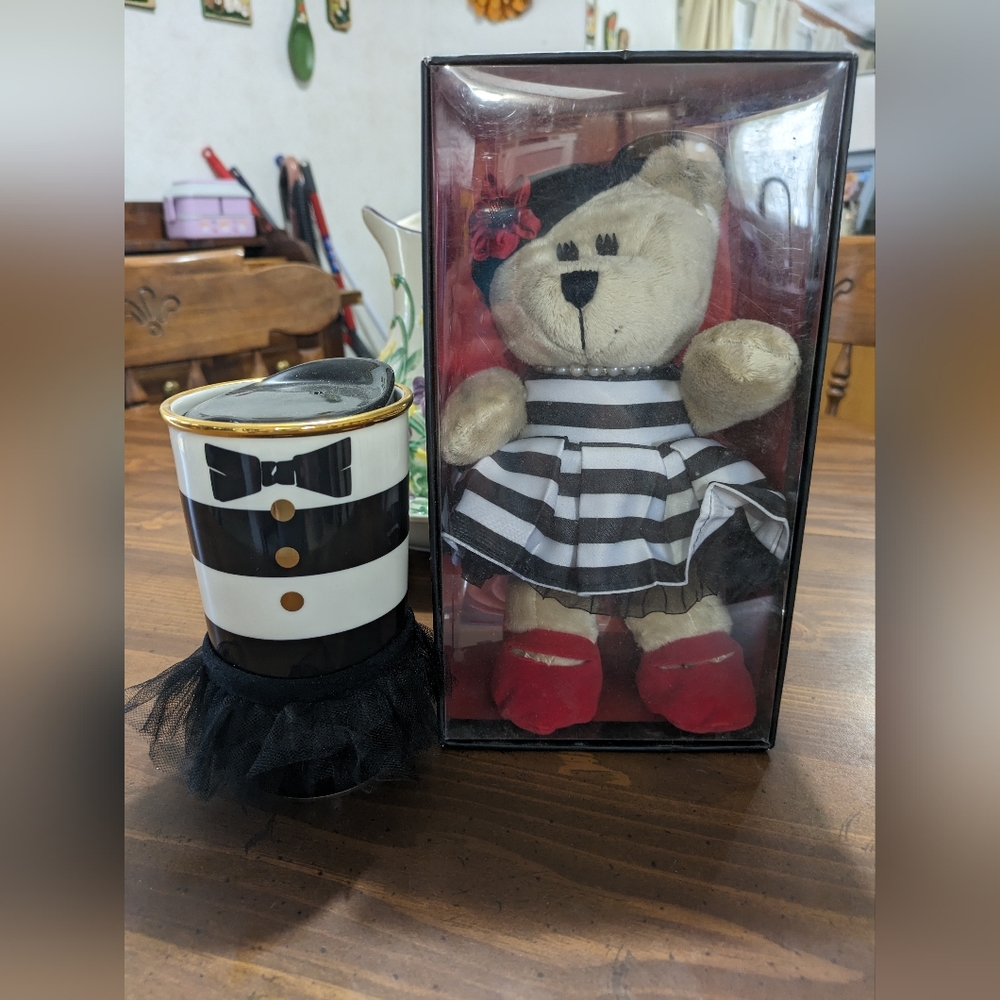 Limited Edition Alice and Olivia Starbucks plush near and mug set